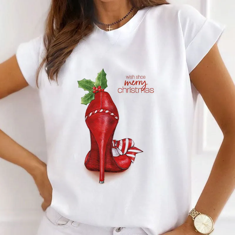 HAPPY 2021 Christmas Women White T-Shirt R