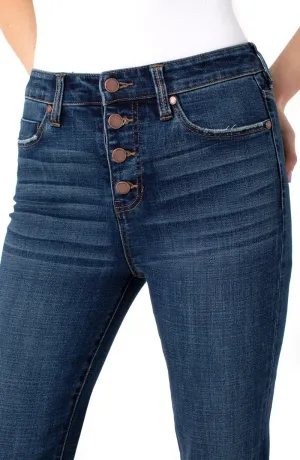 Hi-Rise Flare Exposed Buttons Fray Hem 32"
