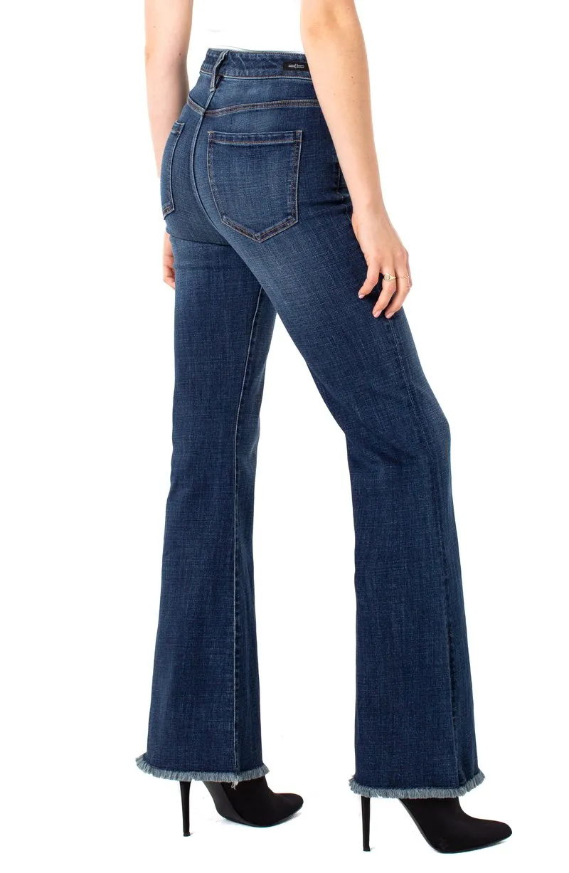 Hi-Rise Flare Exposed Buttons Fray Hem 32"