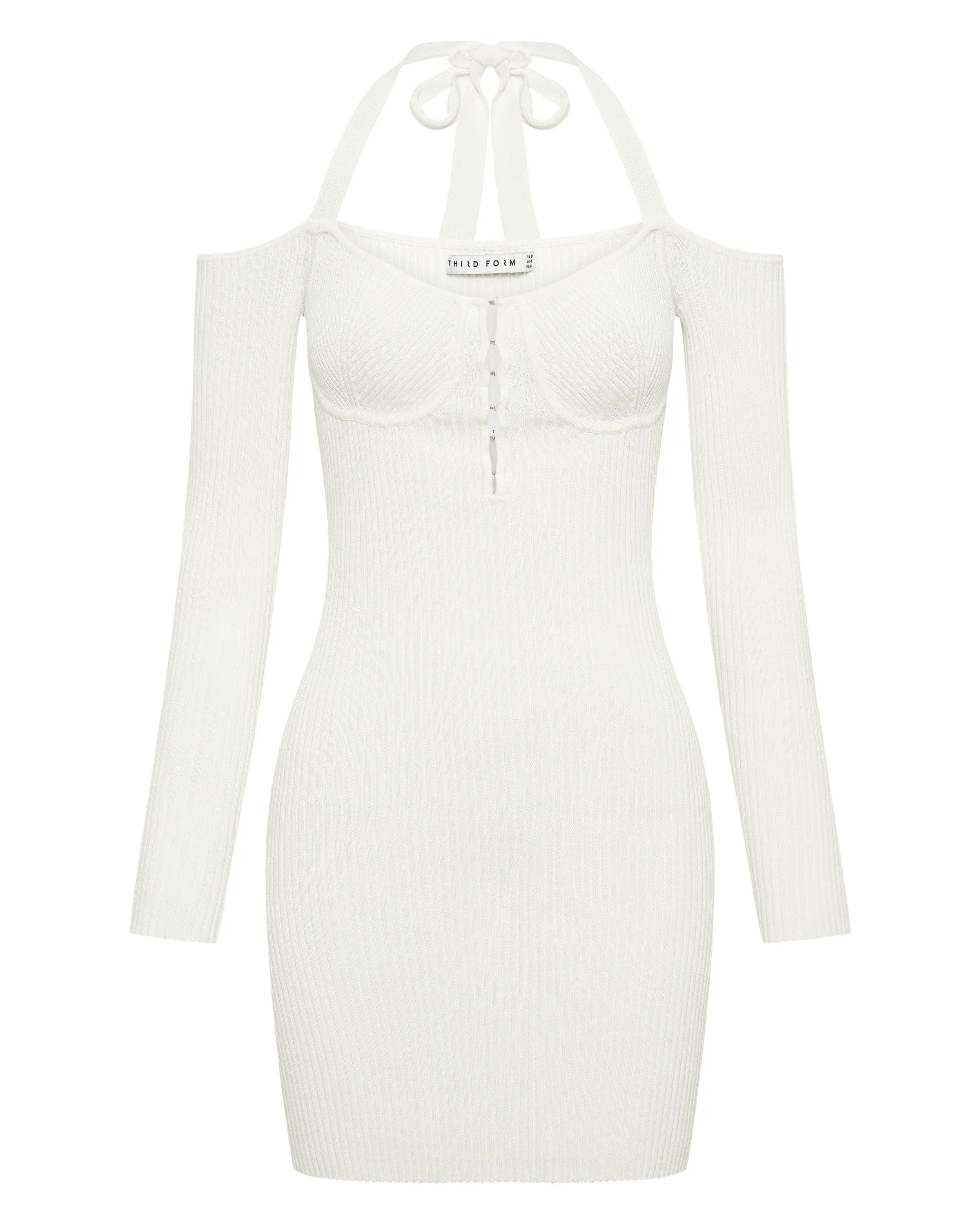 HOOKED IN KNIT HALTER MINI | OFF WHITE