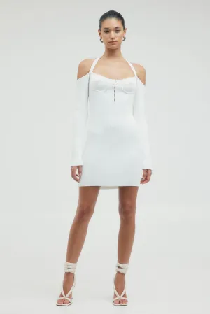 HOOKED IN KNIT HALTER MINI | OFF WHITE
