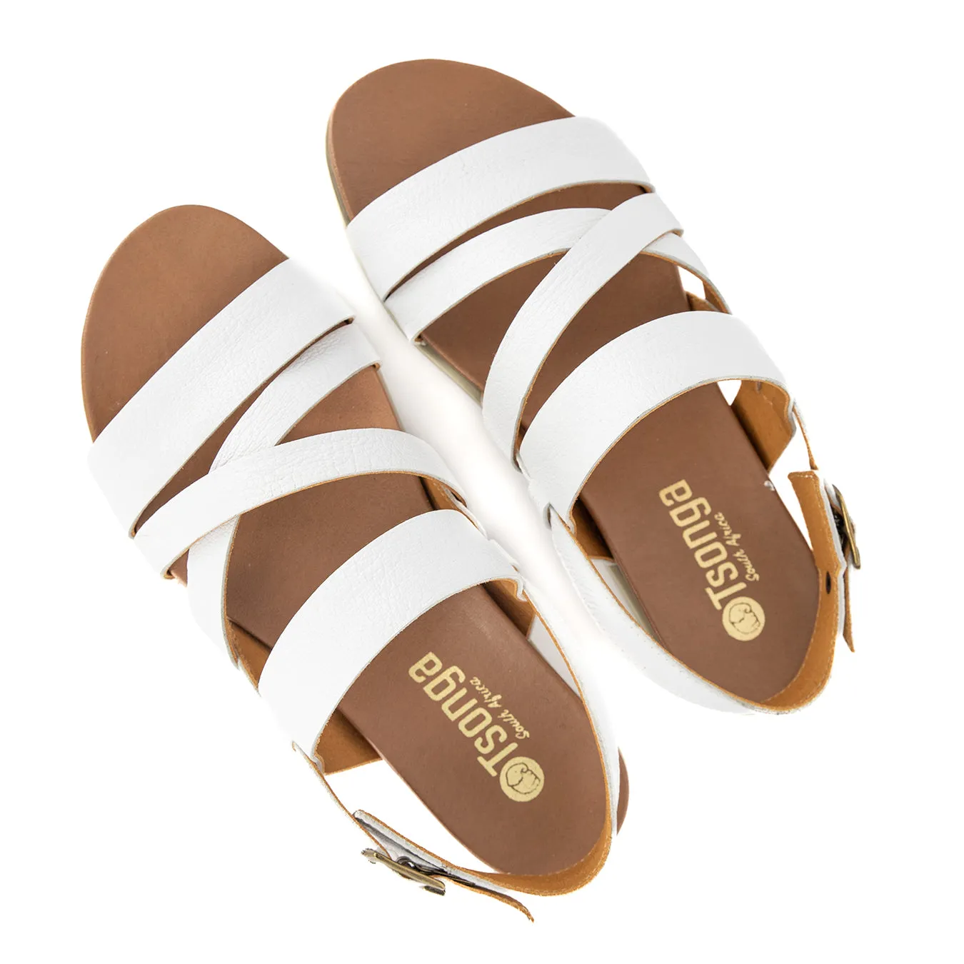 Kamativi : Ladies Leather Sandal in White Cayak