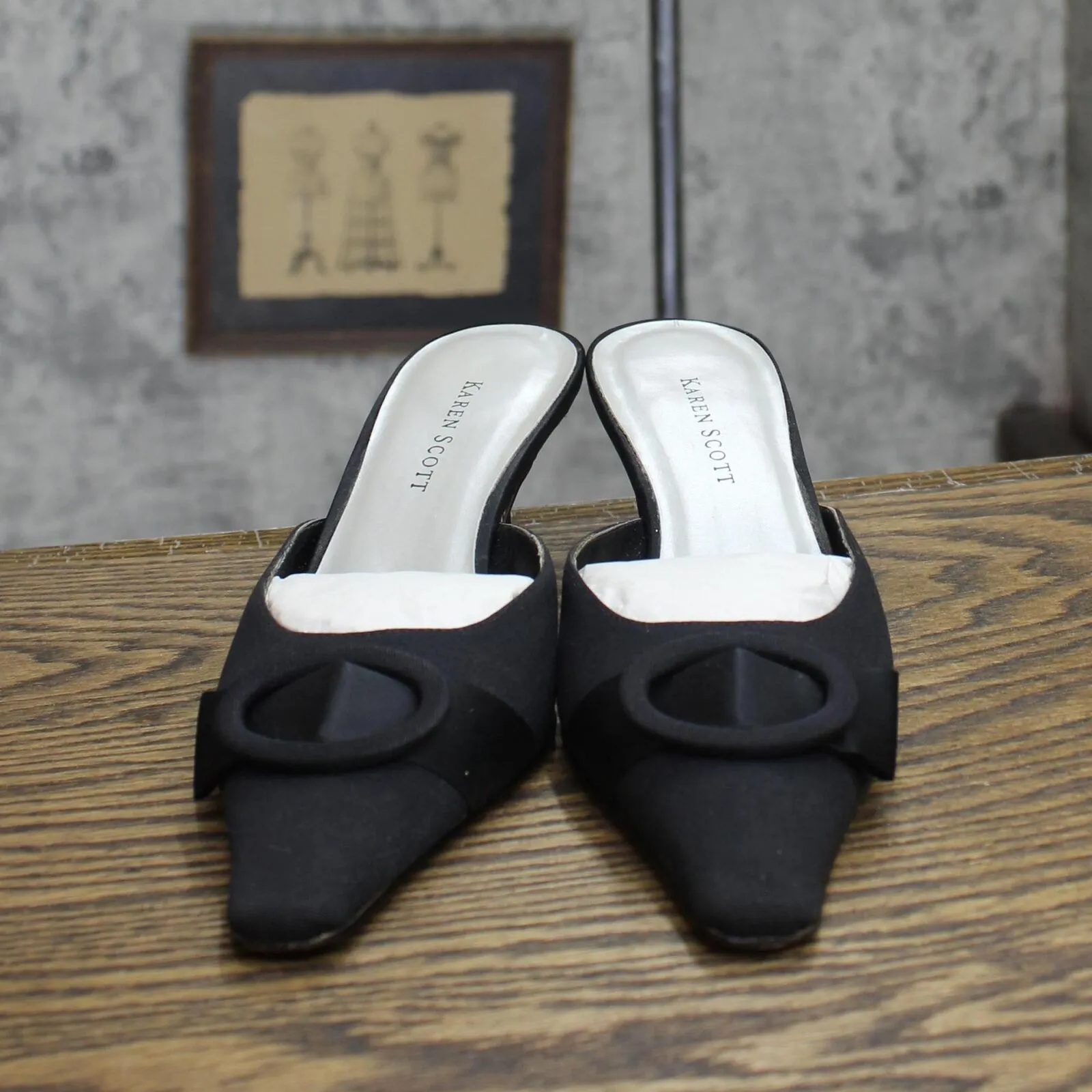 Karen Scott Womens Vintage Short Fabric Heels 1673eeb44456d4 Black 5.5M