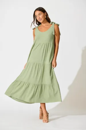 Khaki Linen Maxi Dress by Estefani