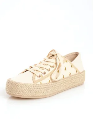 Ladies All Over Print Espadrille Sneaker - Cream