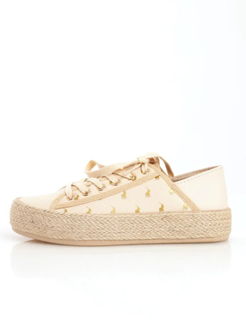 Ladies All Over Print Espadrille Sneaker - Cream