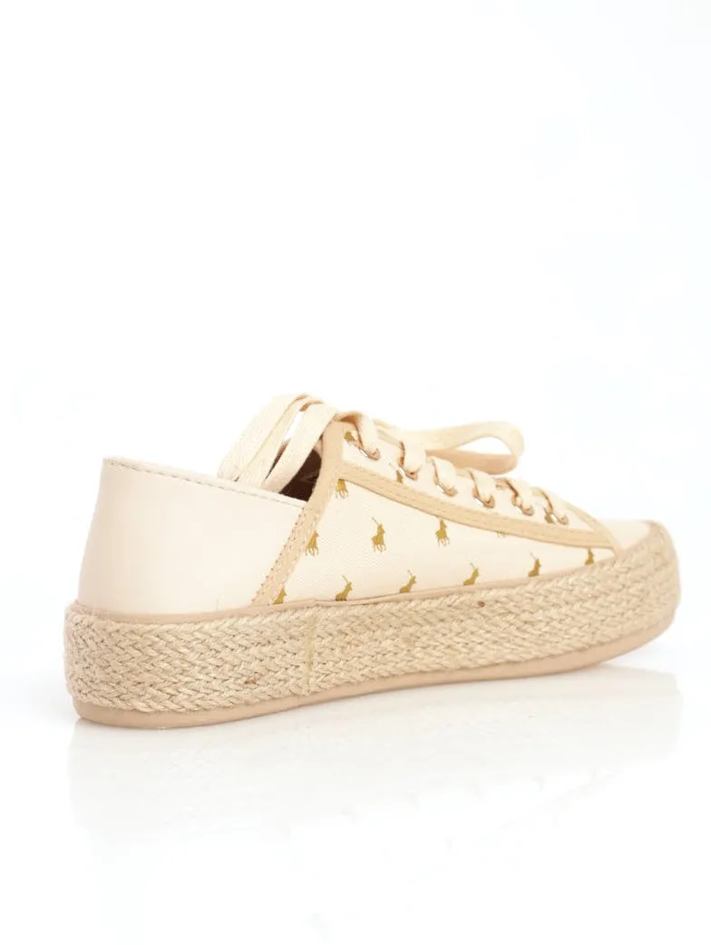 Ladies All Over Print Espadrille Sneaker - Cream