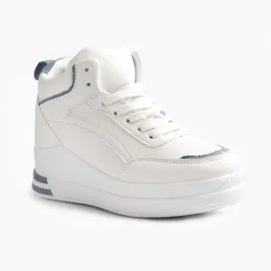 Ladies Mid Ribbed Sneaker - White/Blue