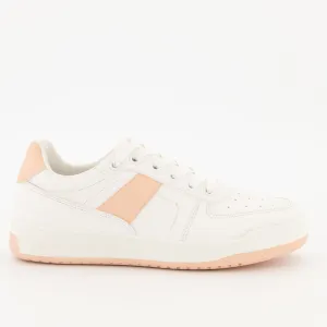 Ladies-White/Nude Court Sneaker