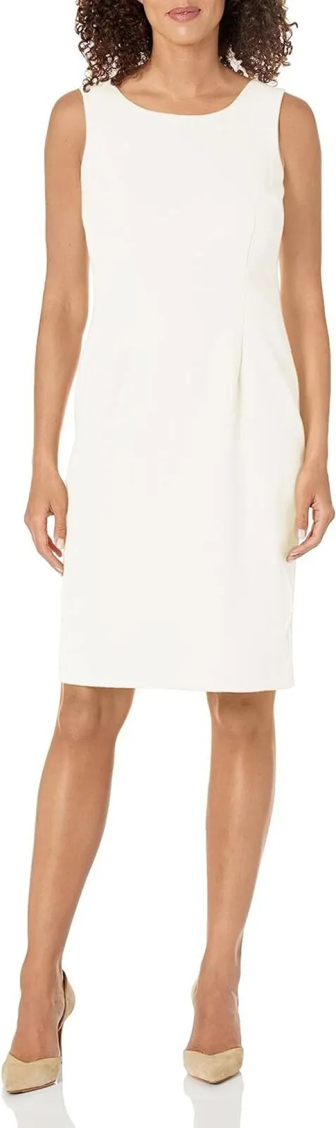 Le Suit Crepe Belted Trench Jacket & Sheath Dress Suit Vanilla Ice White 18