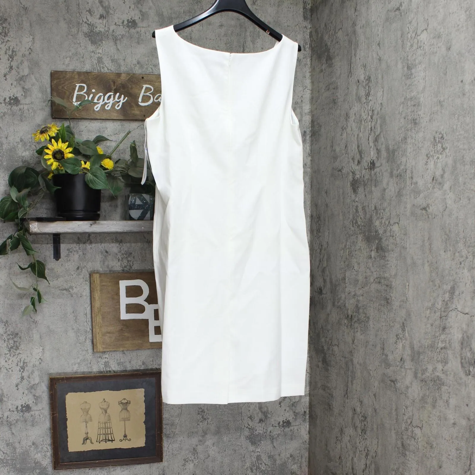 Le Suit Crepe Belted Trench Jacket & Sheath Dress Suit Vanilla Ice White 18