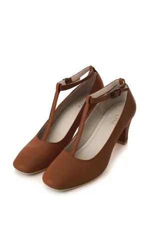 LEATHER MIDI HEELS SHOES