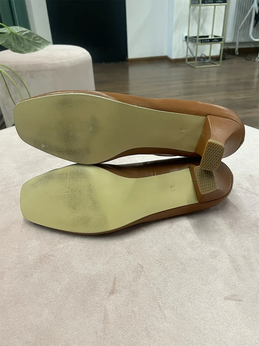 LEATHER MIDI HEELS SHOES