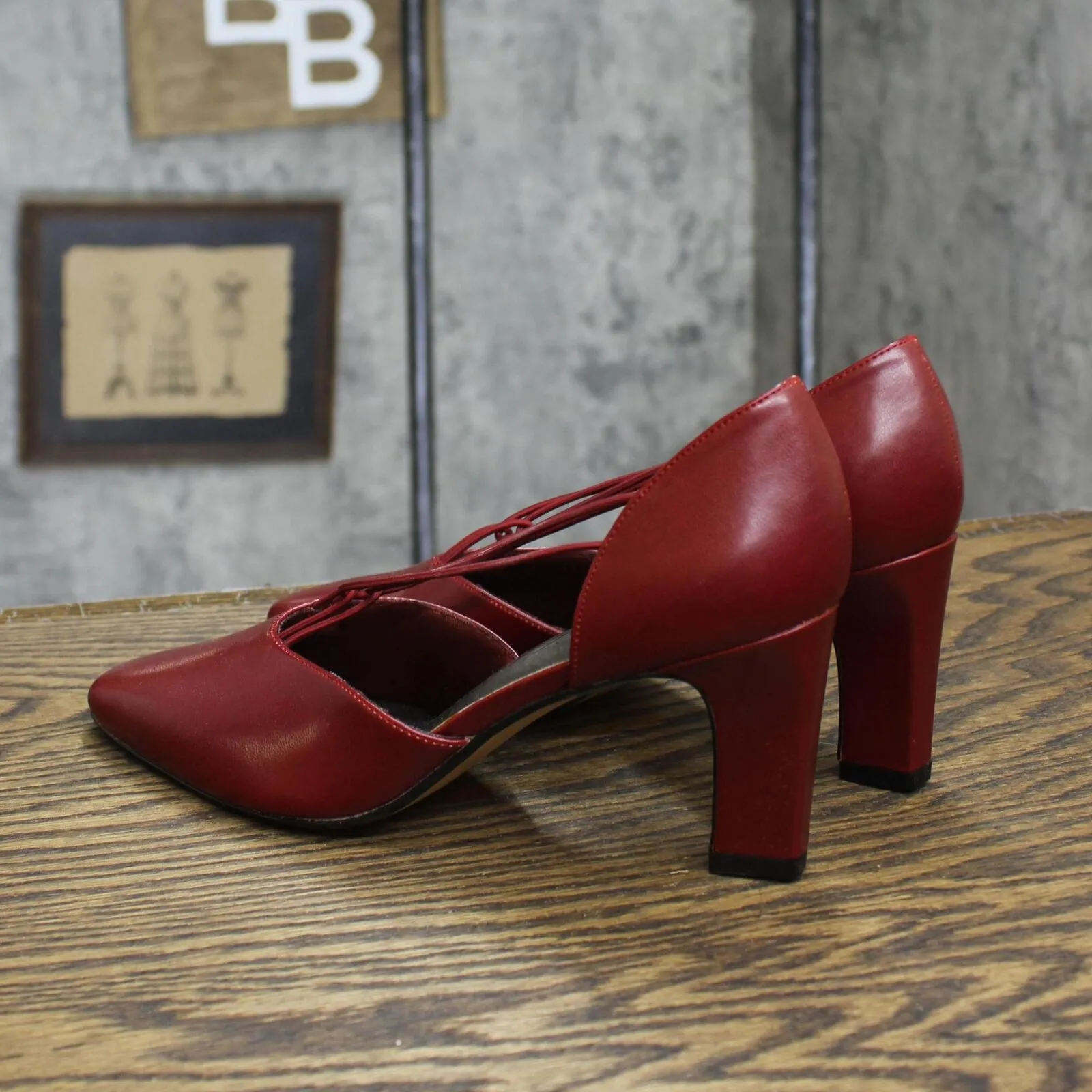 Life Stride Womens Vintage Smooth Open Side Heels 167415aa5c80d1 Cherry Red 6B