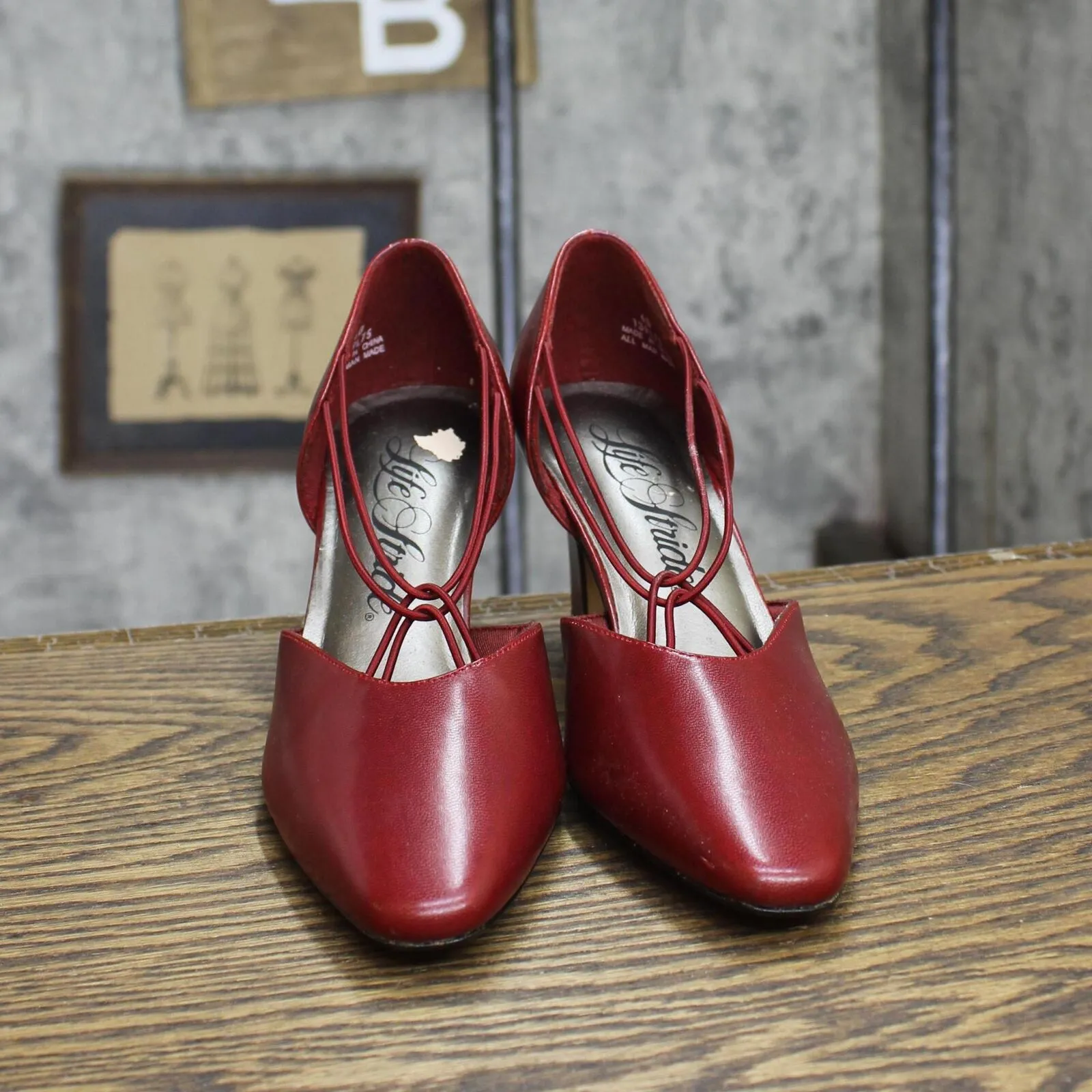 Life Stride Womens Vintage Smooth Open Side Heels 167415aa5c80d1 Cherry Red 6B