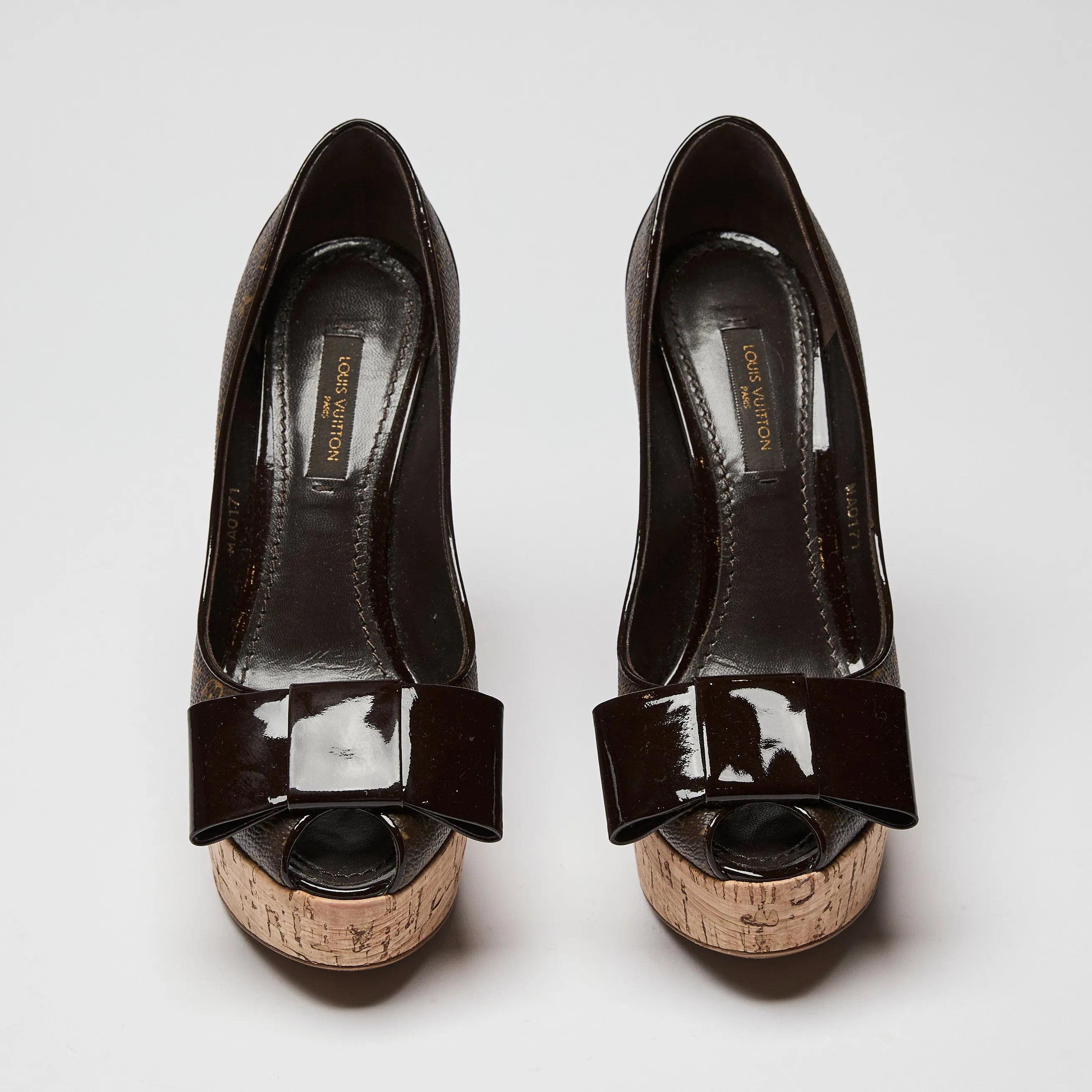 Louis Vuitton Rivoli Cork Platform Peep Toe Sandals Size 34.5
