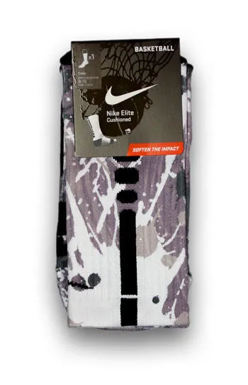 Lung Cancer A Splash of White Custom Elite Socks