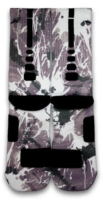 Lung Cancer A Splash of White Custom Elite Socks