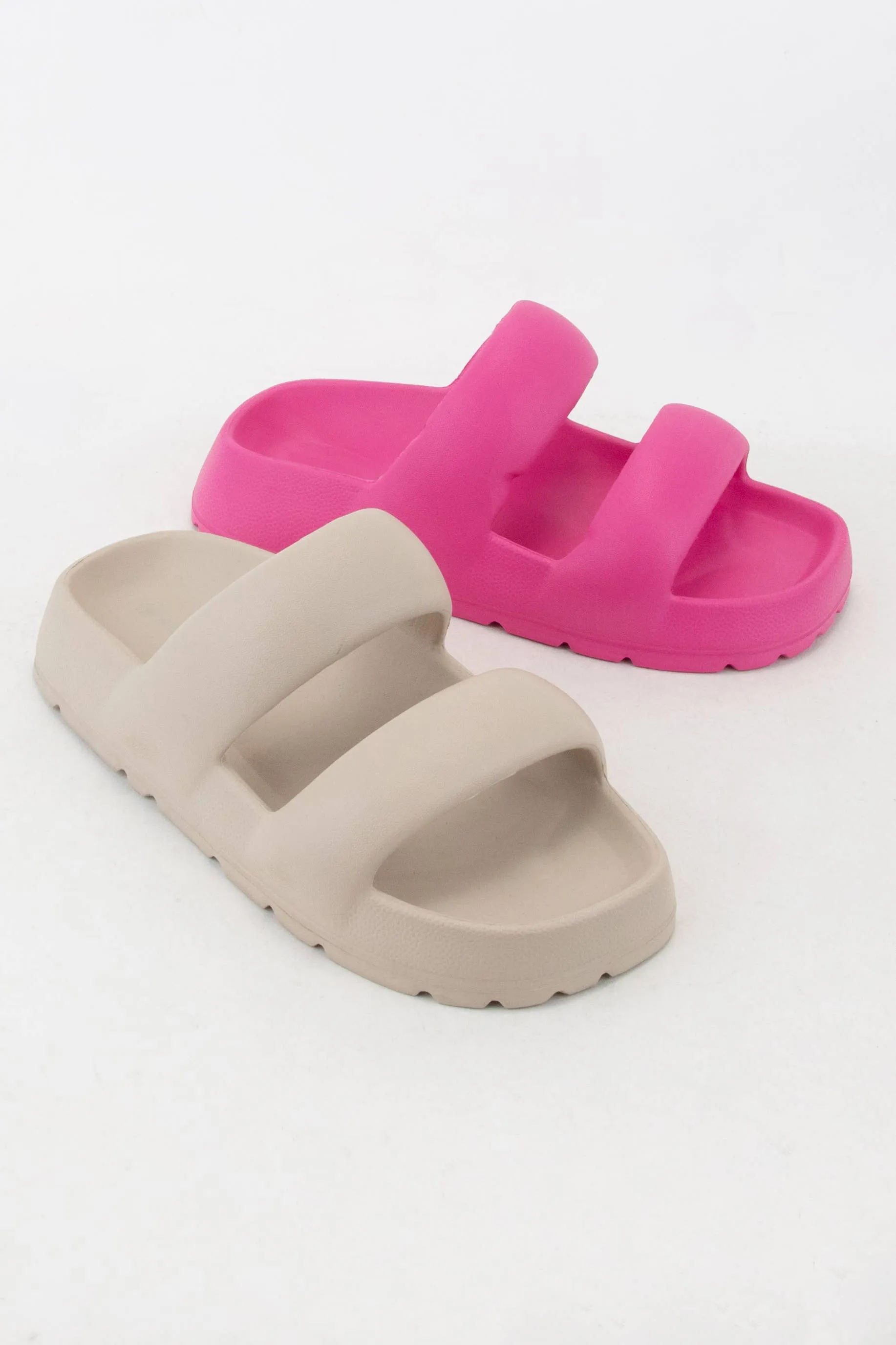 MADLO LIGHTWEIGHT EVA SLIDE SANDAL WITH SOLID DOUBLE STRAP