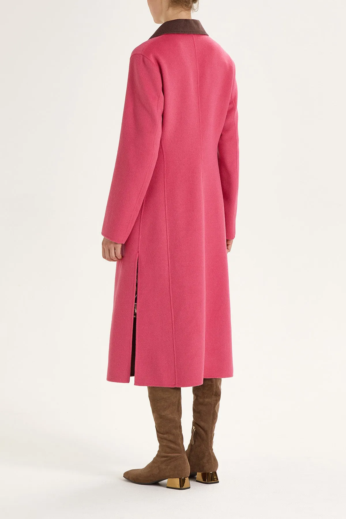 [MALIPARMI] CAPPOTTO DOUBLE WOOL COAT - PINK/BROWN
