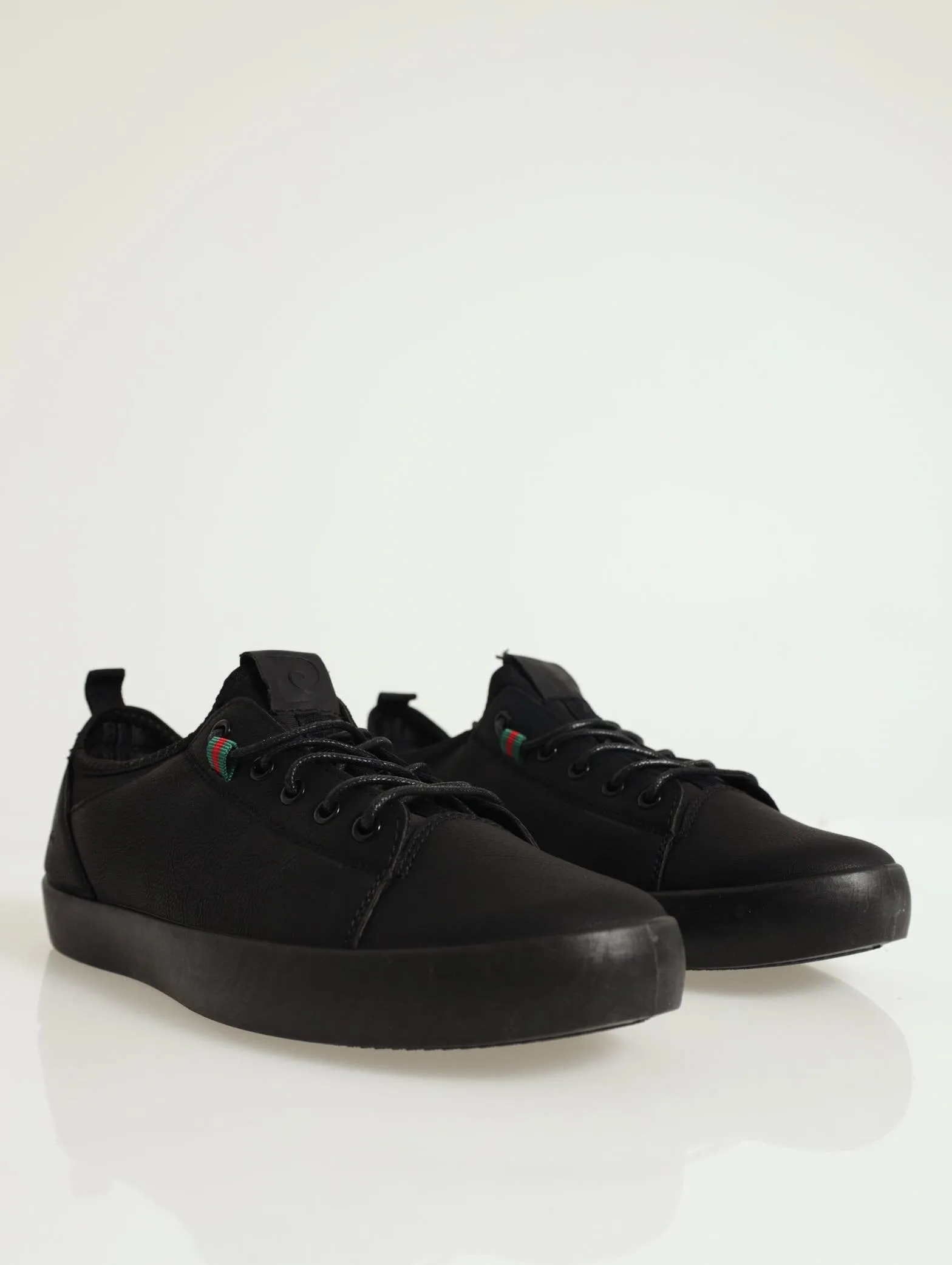 Matte Pu Sneaker With Knit Sock - Black
