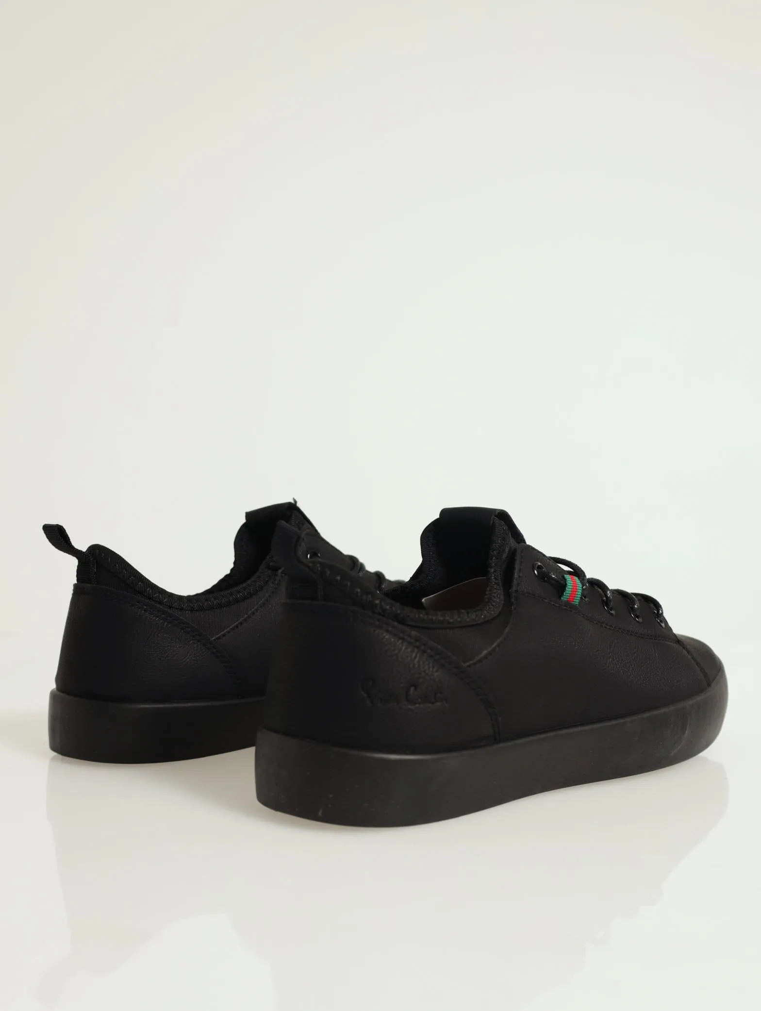 Matte Pu Sneaker With Knit Sock - Black