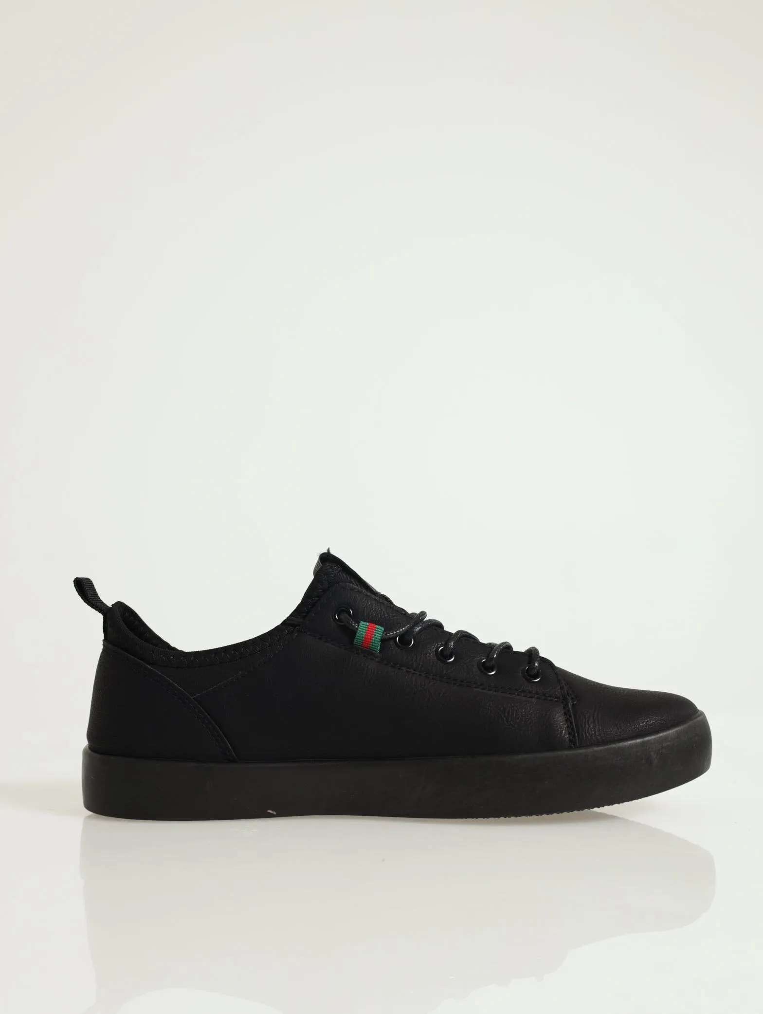 Matte Pu Sneaker With Knit Sock - Black