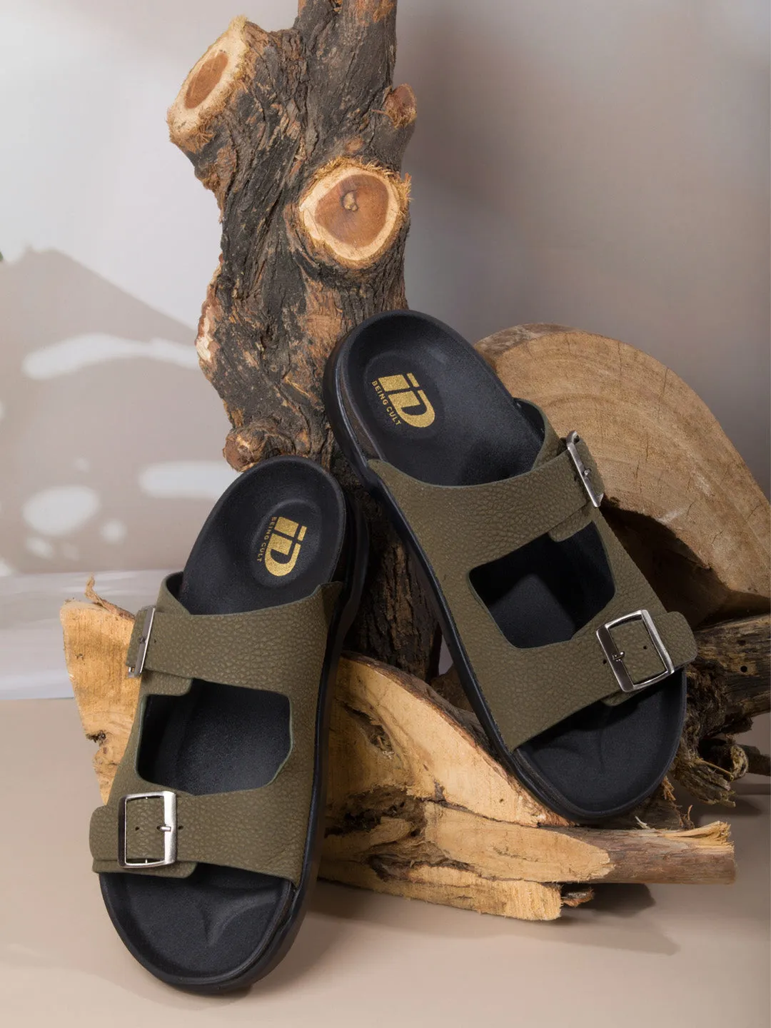 Men's Olive Strap Sandals (ID4271)