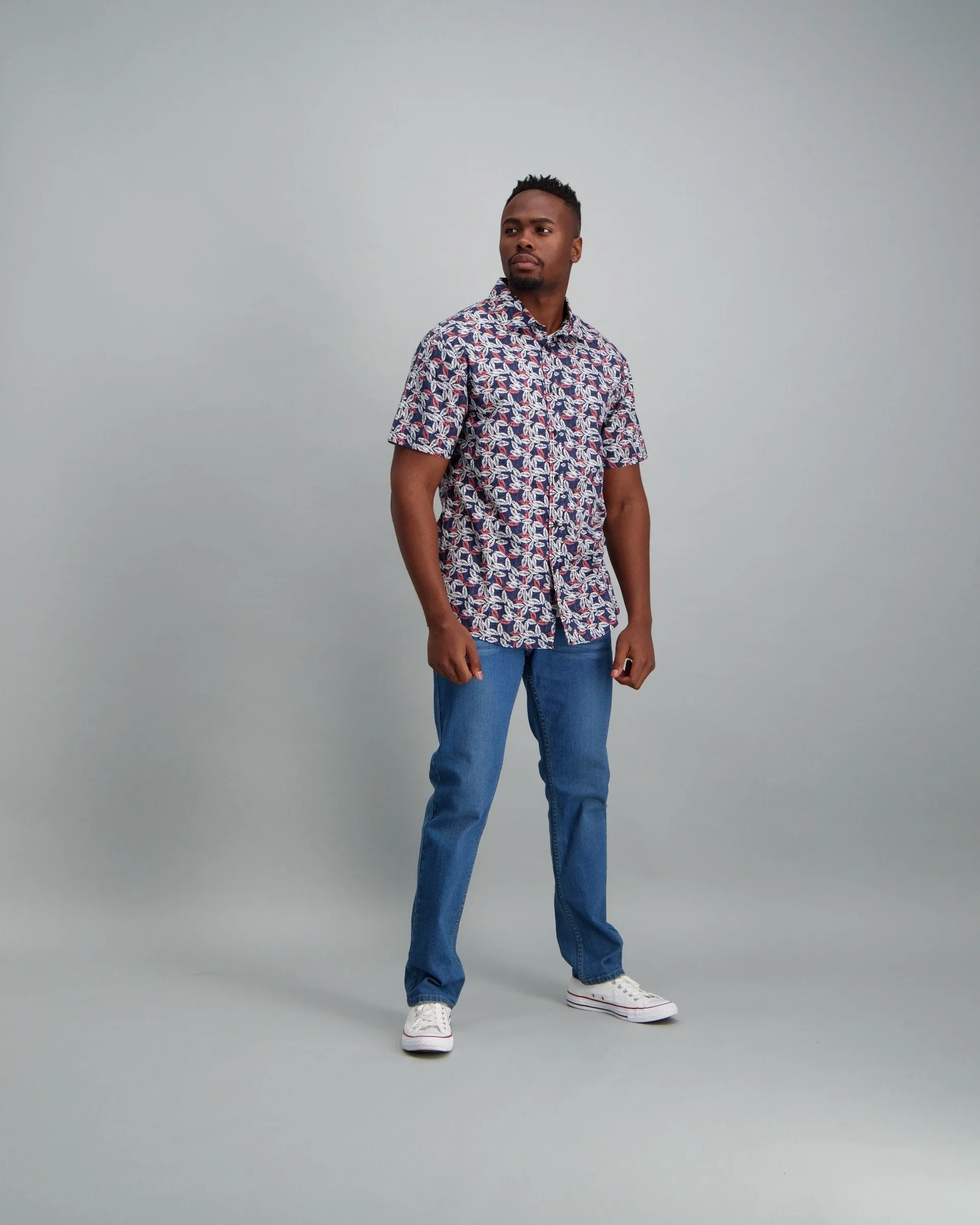 Men's Short Sleeve Base Floral Shirt - Navy