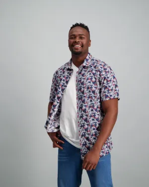 Men's Short Sleeve Base Floral Shirt - Navy