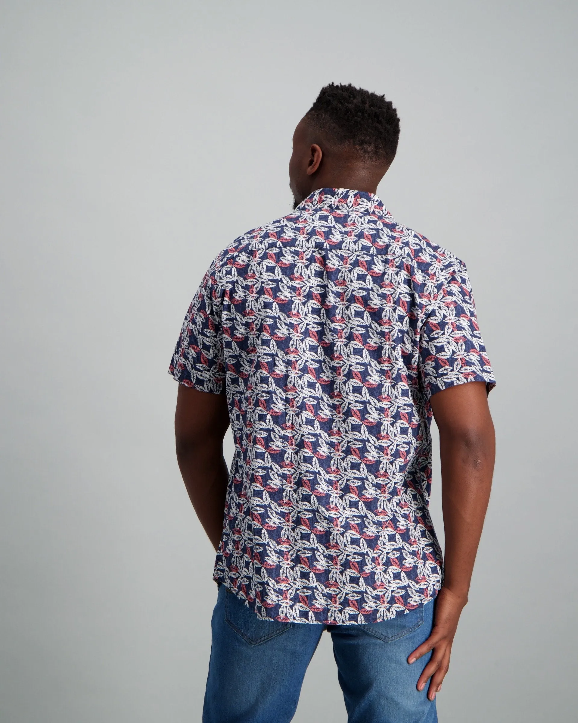 Men's Short Sleeve Base Floral Shirt - Navy