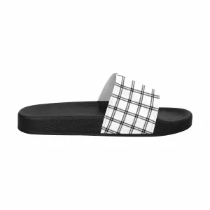 Mens Slide Sandals - Buffalo Plaid Black and White