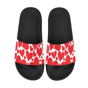 Mens Slide Sandals - Love Red Hearts