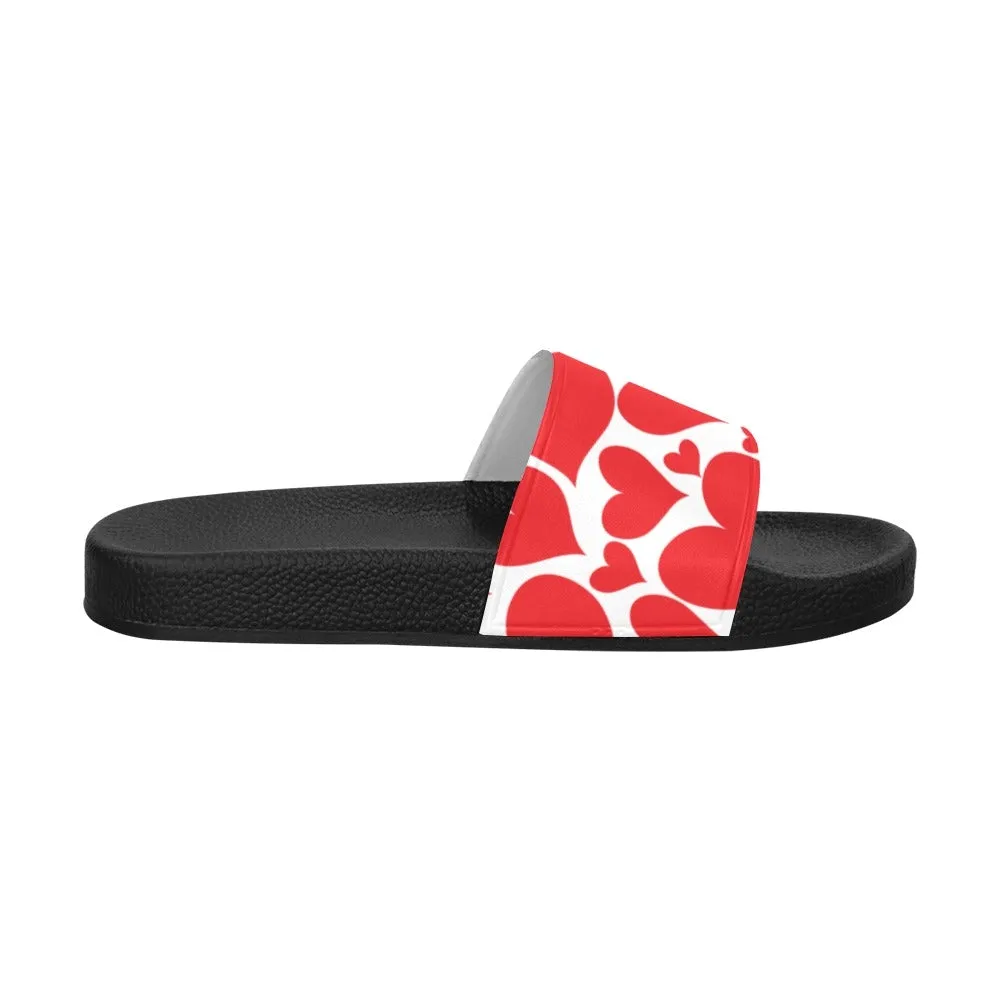 Mens Slide Sandals - Love Red Hearts