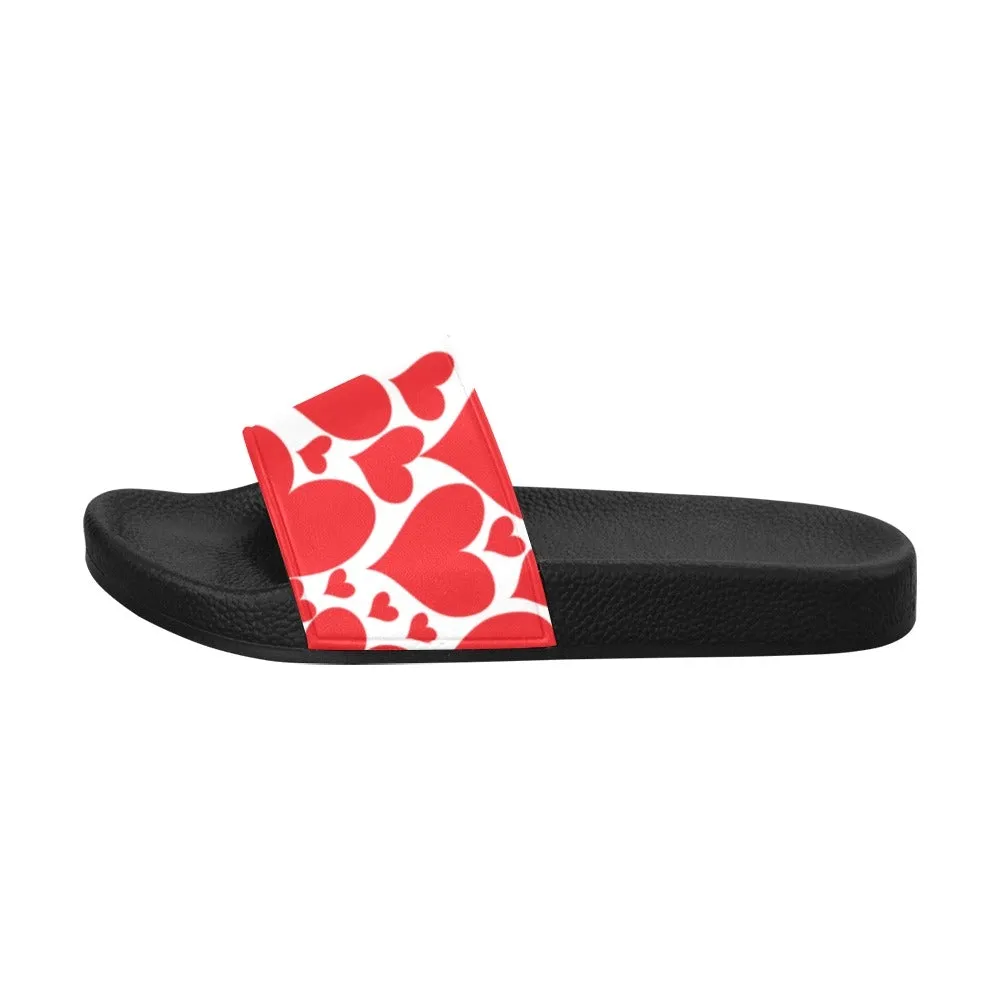 Mens Slide Sandals - Love Red Hearts