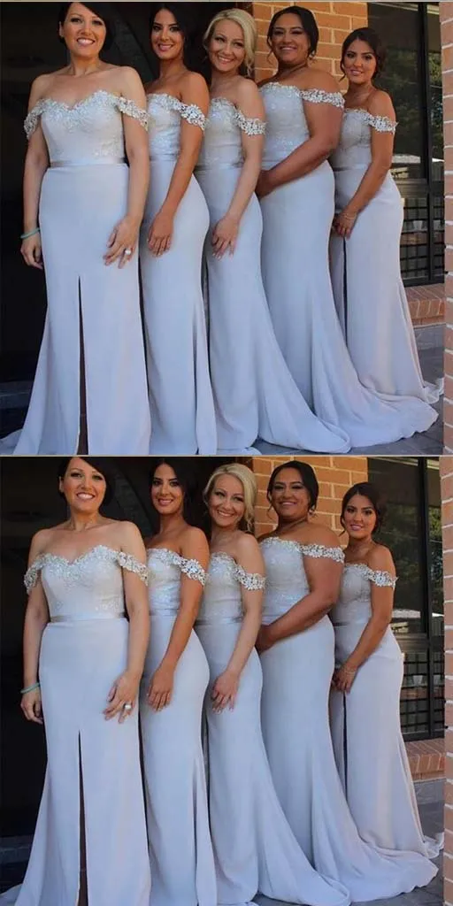 Mermaid Off-the-Shoulder Light Blue Bridesmaid Dresses,Cheap Bridesmaid Dresses,WGY0340