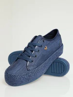 Mono Jute Sole Lace-Up Platform Sneaker - Blue