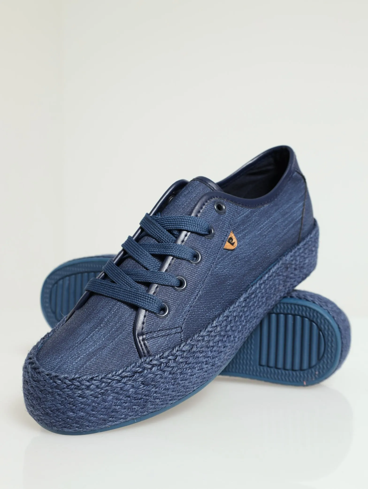 Mono Jute Sole Lace-Up Platform Sneaker - Blue