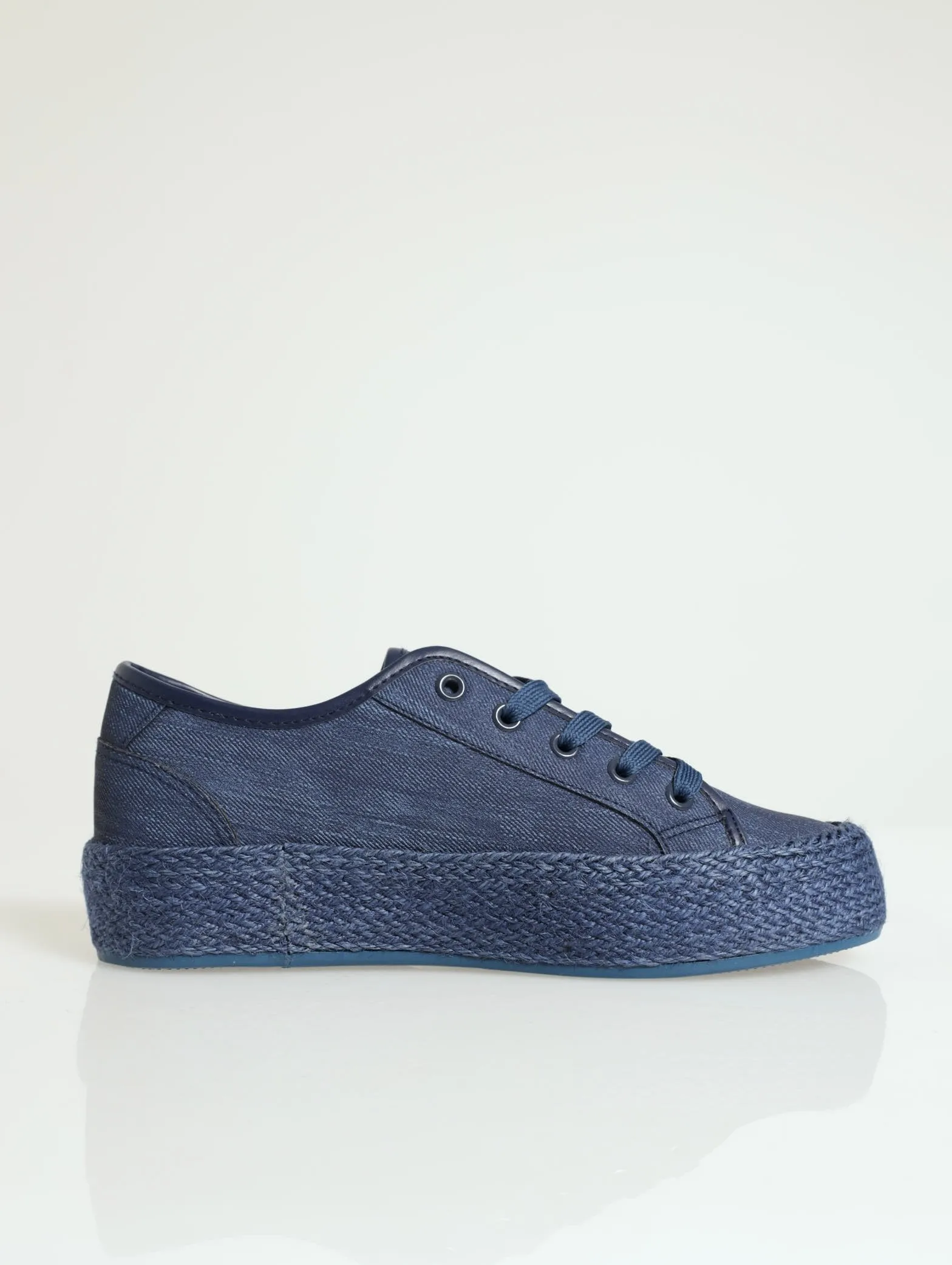 Mono Jute Sole Lace-Up Platform Sneaker - Blue