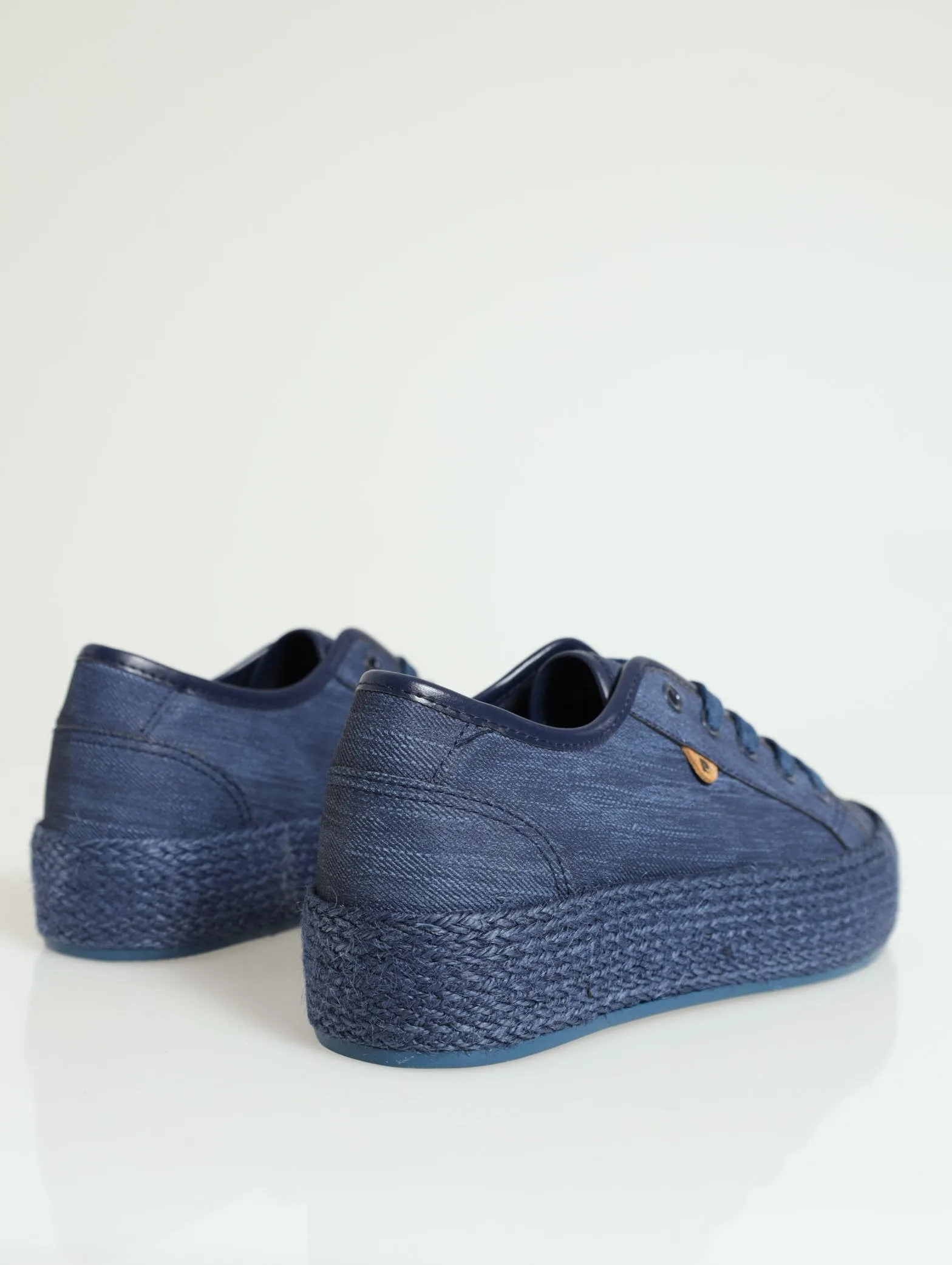 Mono Jute Sole Lace-Up Platform Sneaker - Blue