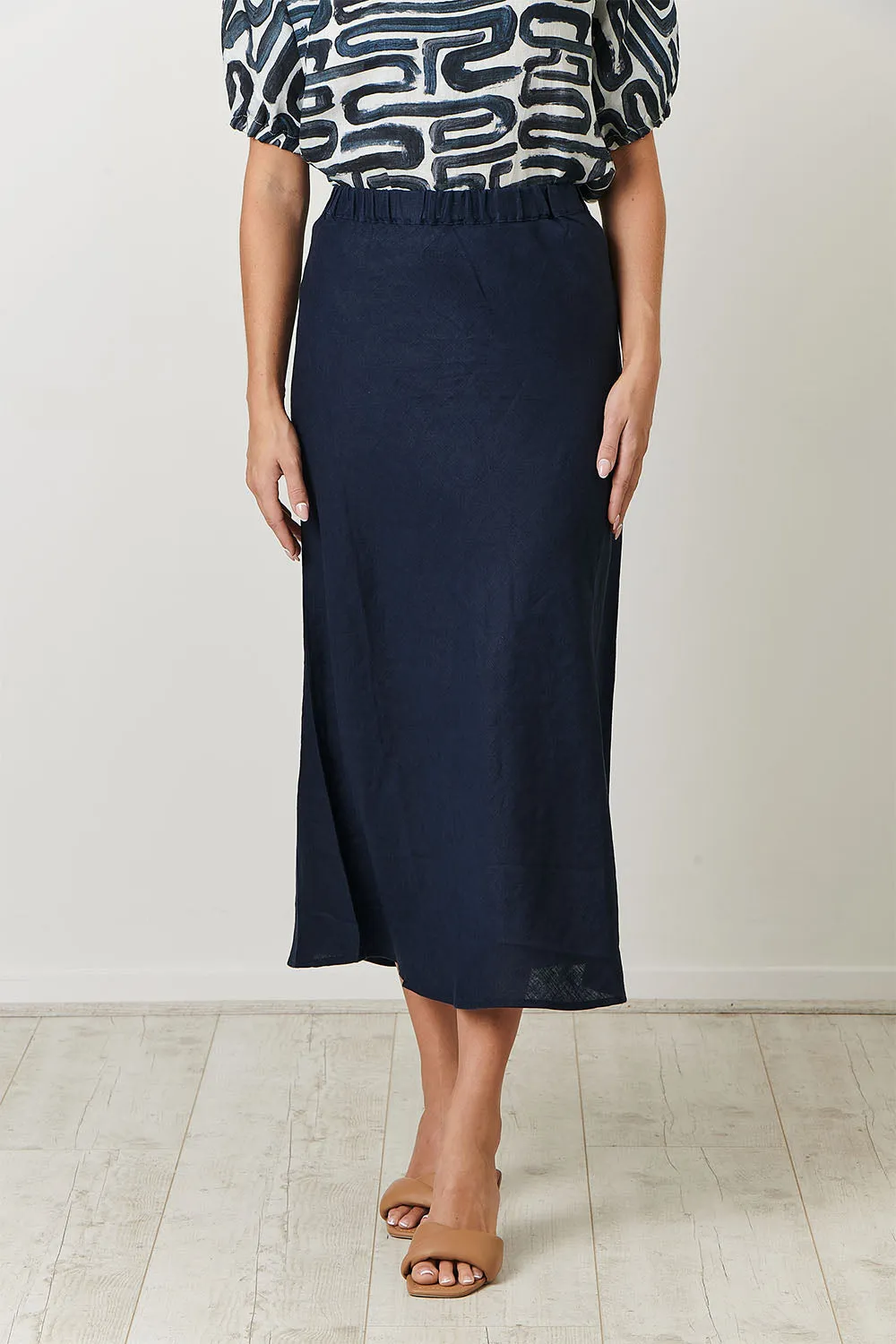 Naturals Navy Linen Skirt Ga299