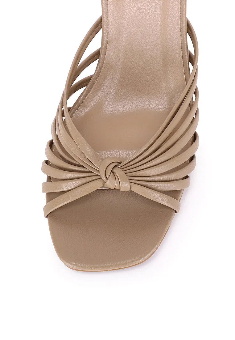 Nazra Knotted Strappy Heels (Brown)