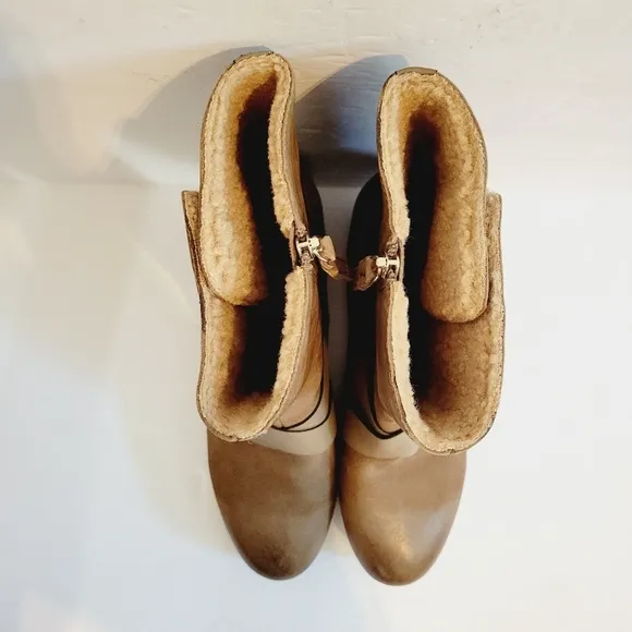 New Softwalk Rayne Brown Soft  Leather Pull On Mid Buckle Bootie, Size 8,5