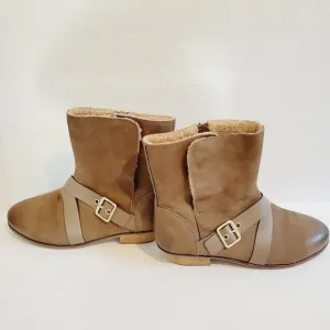 New Softwalk Rayne Brown Soft  Leather Pull On Mid Buckle Bootie, Size 8,5