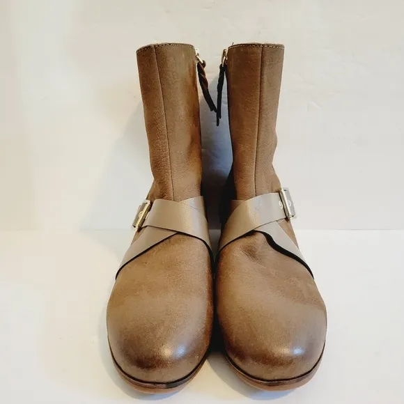 New Softwalk Rayne Brown Soft  Leather Pull On Mid Buckle Bootie, Size 8,5