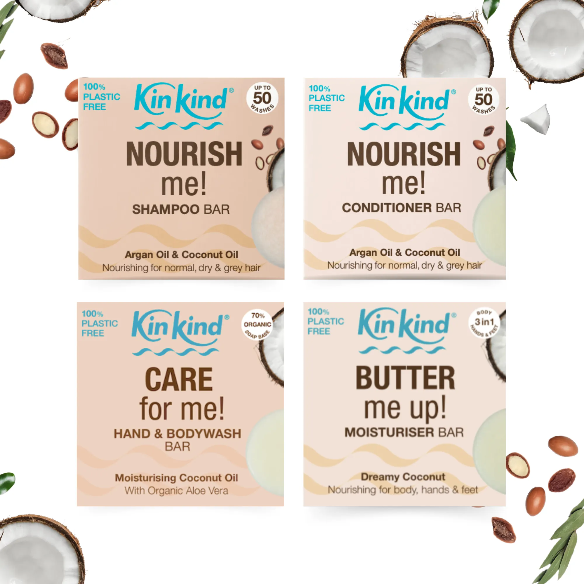 NOURISH! Hair & Skincare 4 bar bundle. Saves 6 plastic bottles!