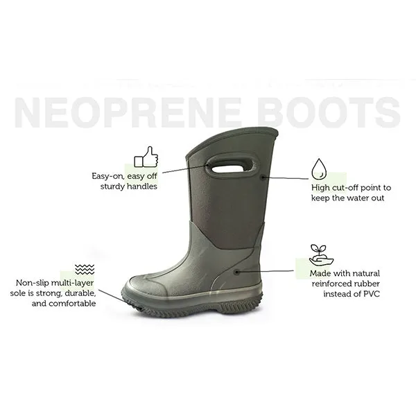 Oakiwear Kids Neoprene Rain Snow Boots, Realtree Xtra® Snow Camo Thick 7mm