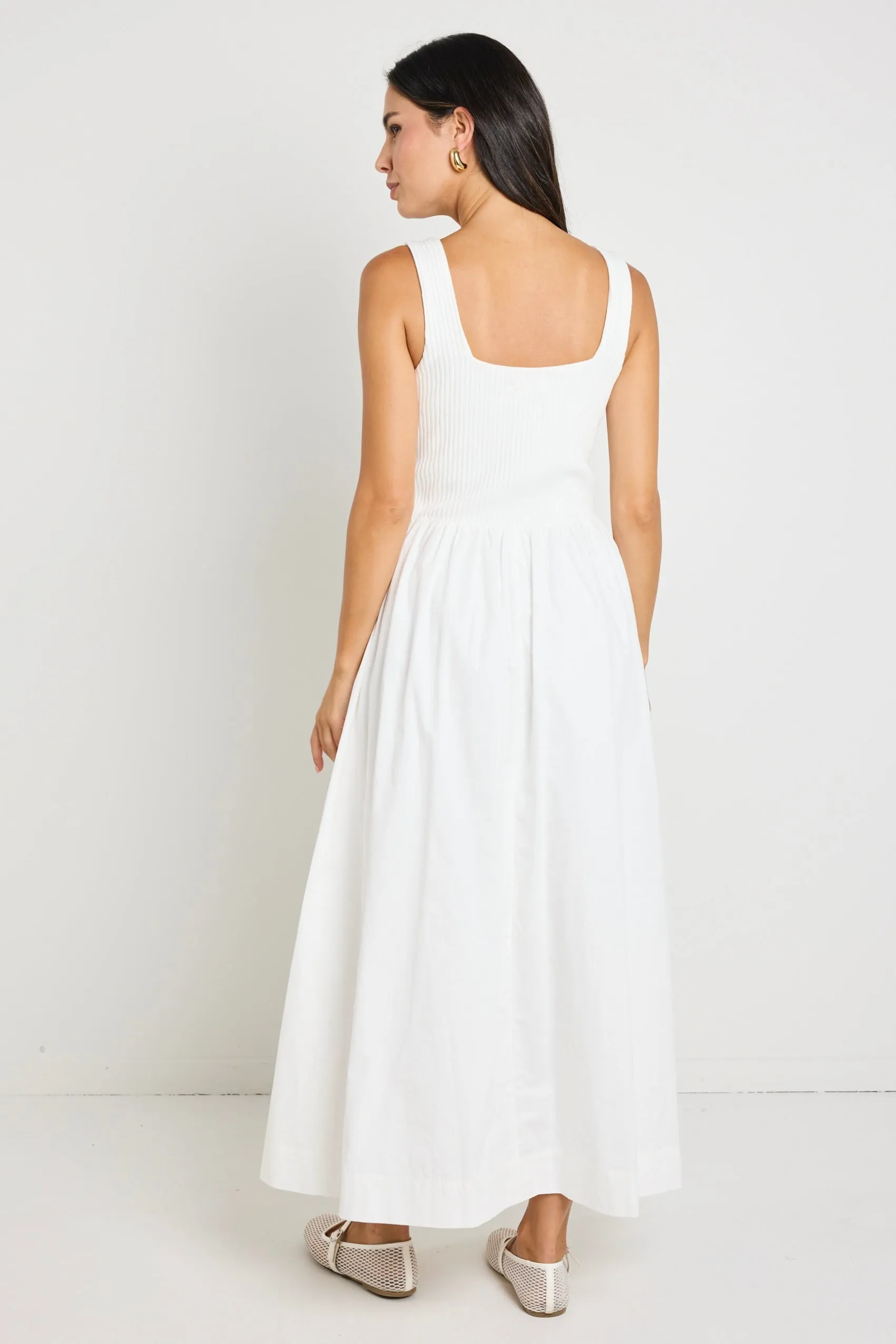 Obsidian Ivory Square Neck Contrast Midi Dress