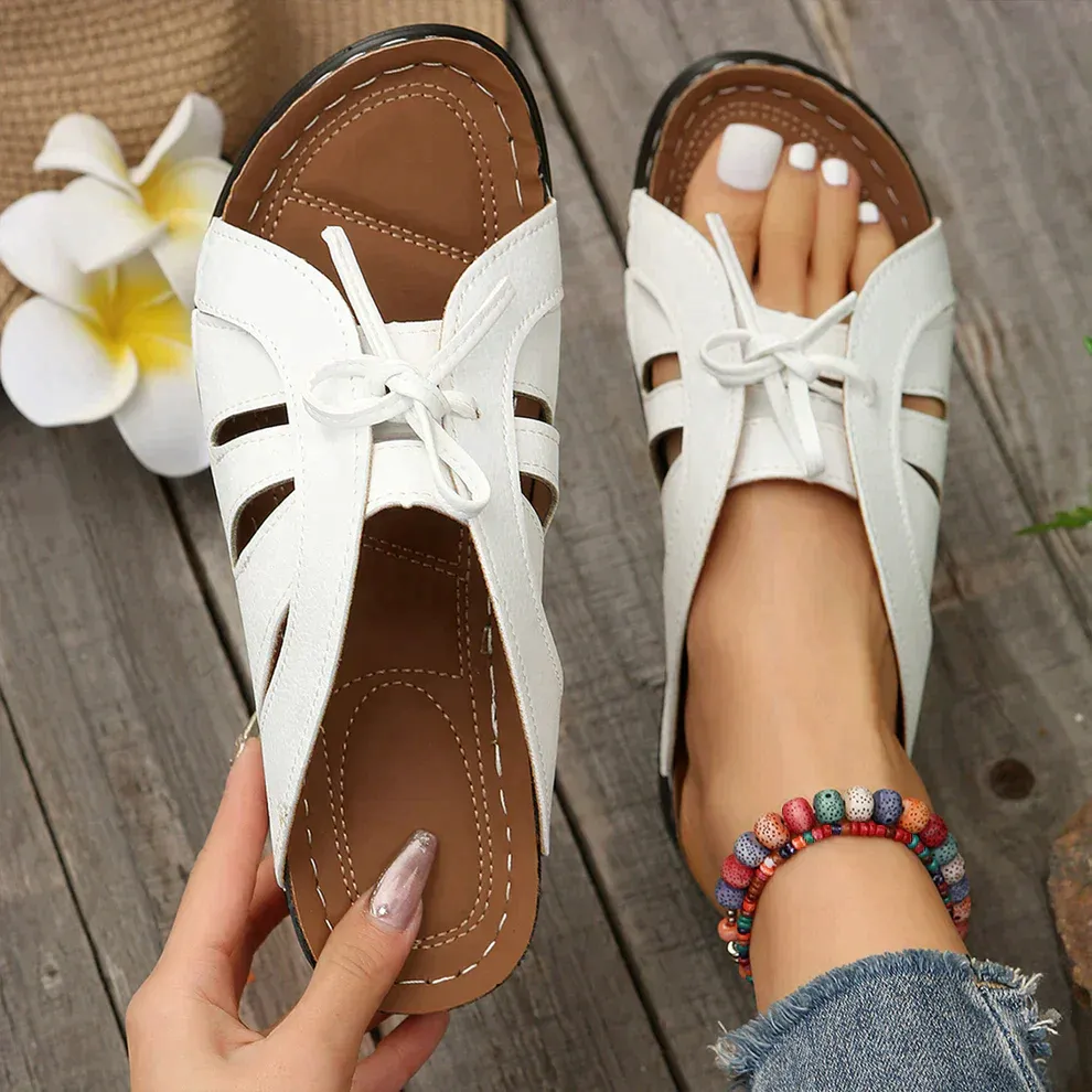 Open Toe Lace-Up Sandals | Black | Comfortable and Stylish