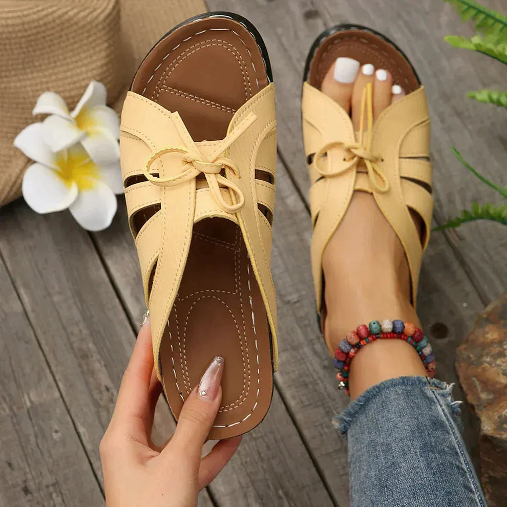 Open Toe Lace-Up Sandals | Black | Comfortable and Stylish